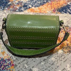 Elegant Studded Green Shoulder Bag